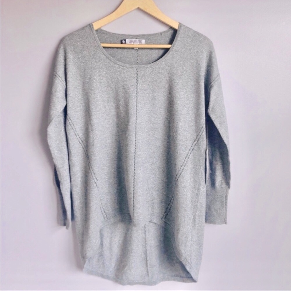 New Metallic Gray J. Lo Jennifer Lopez Lightweight Tunic Sweater Top Small